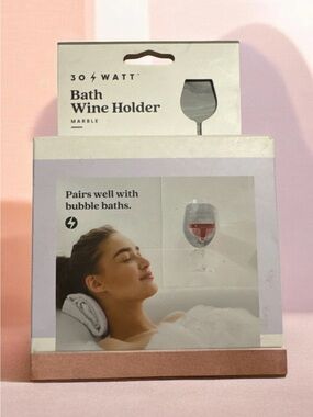 30 Watt Bath Wine Holder - Pink Marble Base